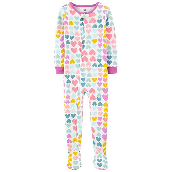 Toddler Girl Carter's Heart Print Footed Pajamas