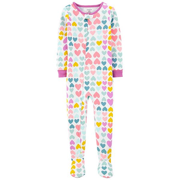 Toddler Girl Carter's Heart Print Footed Pajamas