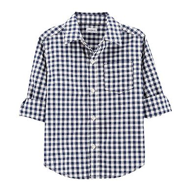 Toddler Boy Carter's Gingham Poplin Button-Front Shirt
