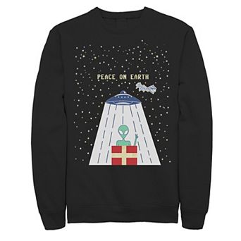 Men's Peace On Earth UFO Knit Style Graphic Fleece Pullover
