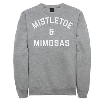 Men's Mistletoe & Mimosas Simple Text Graphic Fleece Pullover