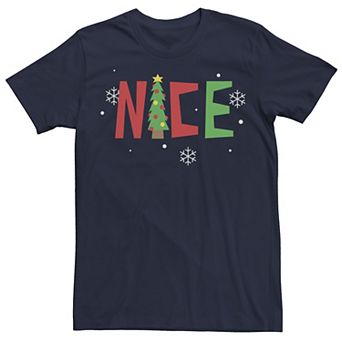 Men's Nice Cut-Out Letters Christmas Tree Graphic Tee
