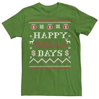 Men's Ugly Sweater Happy Holla Days Money Bags Graphic Tee