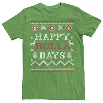 Men's Ugly Sweater Happy Holla Days Money Bags Graphic Tee