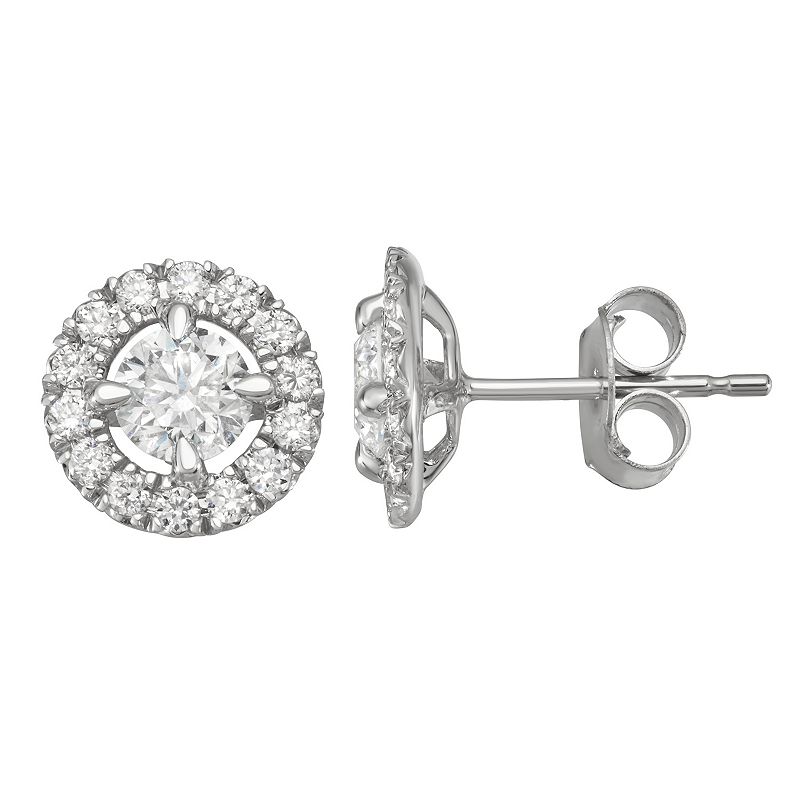 Evolv 14k White Gold 1 Carat T.W. IGI Certified Lab-Grown Diamond Halo Earr
