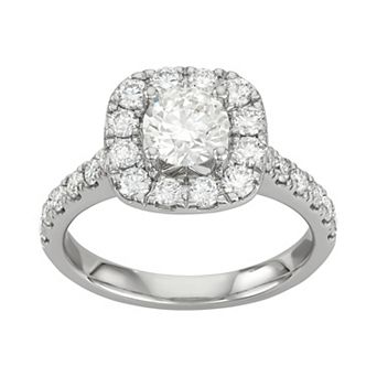 Evolv 14k White Gold 2 Carat T.W. IGI Certified Lab-Grown Diamond Halo Ring