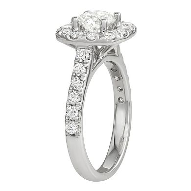 Evolv 14k White Gold 2 Carat T.W. IGI Certified Lab-Grown Diamond Halo Ring