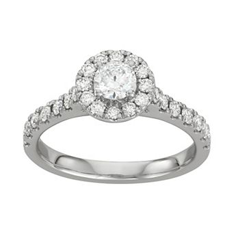 Evolv 14k White Gold 1 Carat T.W. IGI Certified Lab-Grown Diamond Halo Ring