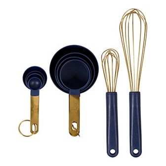 Wilton Navy Blue & Gold 10 pc Kitchen Utensil Mix & Measure Set