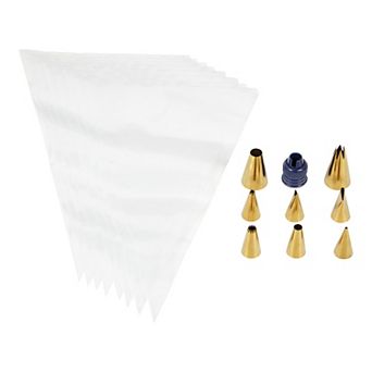 Wilton Navy 17 pc Blue & Gold Piping Tips & Cake Decorating Supplies Set