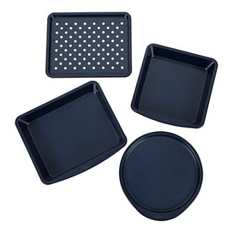 Wilton 4 pc Diamond-Infused Nonstick Navy Blue Toaster Oven Baking Set
