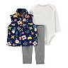 Baby Girl Carter's 3-Piece Floral Little Vest, Bodysuit & Pants Set