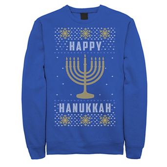 Men's Happy Hanukkah Menorah Knit Style Sweatshirt