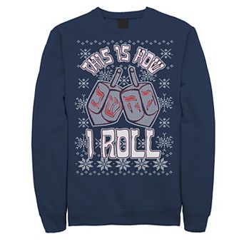 Men's This Is How I Roll Dreidel Knit Style Sweatshirt