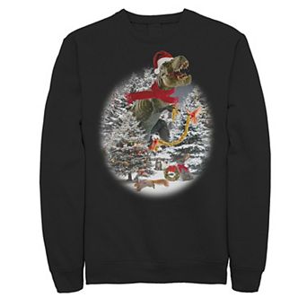 Men's Christmas Tree T-Rex Santa Hat Fleece