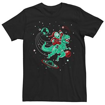 Men's Santa Riding T-Rex Space Colorful Tee