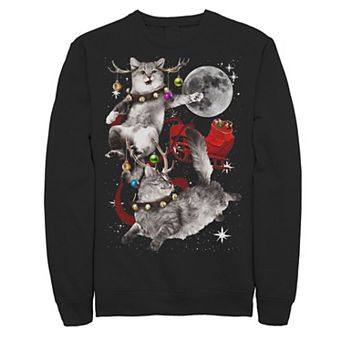 Men's Cat Reindeer Santa Sled Space Fleece