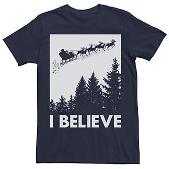 Men's Santa Claus I Believe Reindeer Christmas Tee