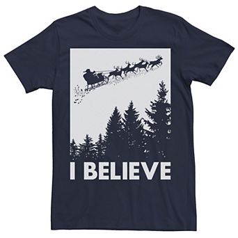 Men's Santa Claus I Believe Reindeer Christmas Tee