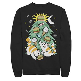Men's Cats Under Christmas Tree Cheeseburger Star Fleece
