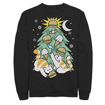 Men's Cats Under Christmas Tree Cheeseburger Star Fleece