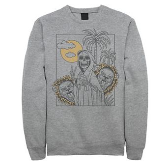 Men's Grim Reaper Safari Line Art Portrait Fleece