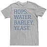 Men's Drinking Hops Water Barley Yeast Graphic Tee