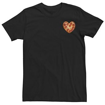 Men's Pizza Heart Funny Left Chest Graphic Tee