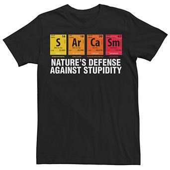 Men's Sarcasm Natures Defense Against Stupidity Elements Blocks Graphic Tee