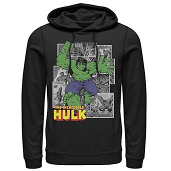 Men's Marvel Avengers The Incredible Hulk Comic Panel Portrait Graphic Hoodie