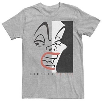 Disney's 101 Dalmations Men's Cruella Devil Head Shot Line Art Graphic Tee