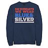 Men's On Sundays We Wear Blue And Silver Text Stack Graphic Fleece Pullover