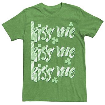 Men's Green Kiss Me Clover Word Stack Graphic Tee