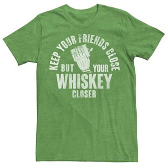 Men's Keep Your Friends Close Whiskey Closer Flask Vintage Graphic Tee