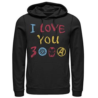 Men's Marvel Avengers Endgame I Love You 300 Colorful Text Logo Graphic Hoodie