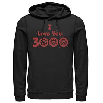 Men's Marvel Avengers Endgame I Love You 3000 Arc Reactor Symbols Graphic Hoodie
