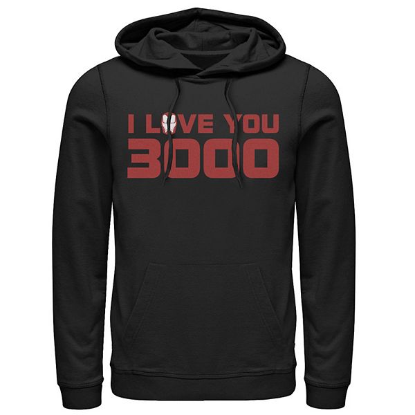 Men s Marvel Avengers Endgame I Love You 3000 Iron Man Head Quote Graphic Hoodie