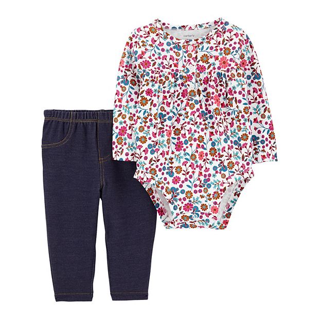 Carter's Two Piece Floral Bodysuit Dress Set 12M