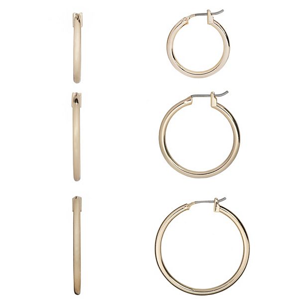 LC Lauren Conrad Chunky Nickel Free Hoop Earring Set