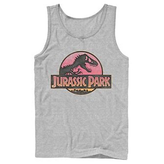 Men's Jurassic Park Logo Gradient Sunset Graphic Tank Top