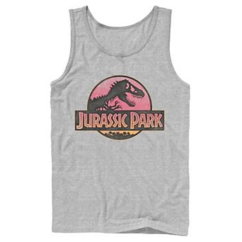 Men's Jurassic Park Logo Gradient Sunset Graphic Tank Top
