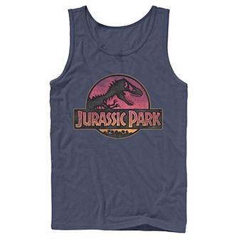 Men's Jurassic Park Logo Gradient Sunset Graphic Tank Top