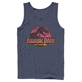 Men's Jurassic Park Logo Gradient Sunset Graphic Tank Top