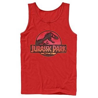 Men's Jurassic Park Logo Gradient Sunset Graphic Tank Top