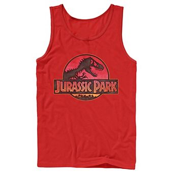 Men's Jurassic Park Logo Gradient Sunset Graphic Tank Top