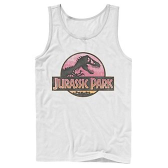 Men's Jurassic Park Logo Gradient Sunset Graphic Tank Top