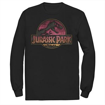 Men's Jurassic Park Logo Gradient Sunset Long Sleeve Graphic Tee
