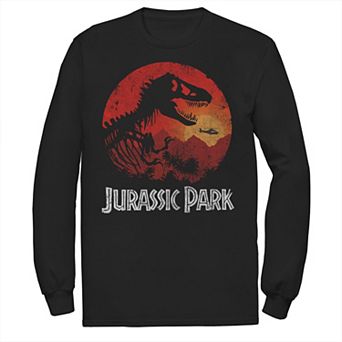 Men's Jurassic Park Red Jungle Sunset Icon Long Sleeve Graphic Tee