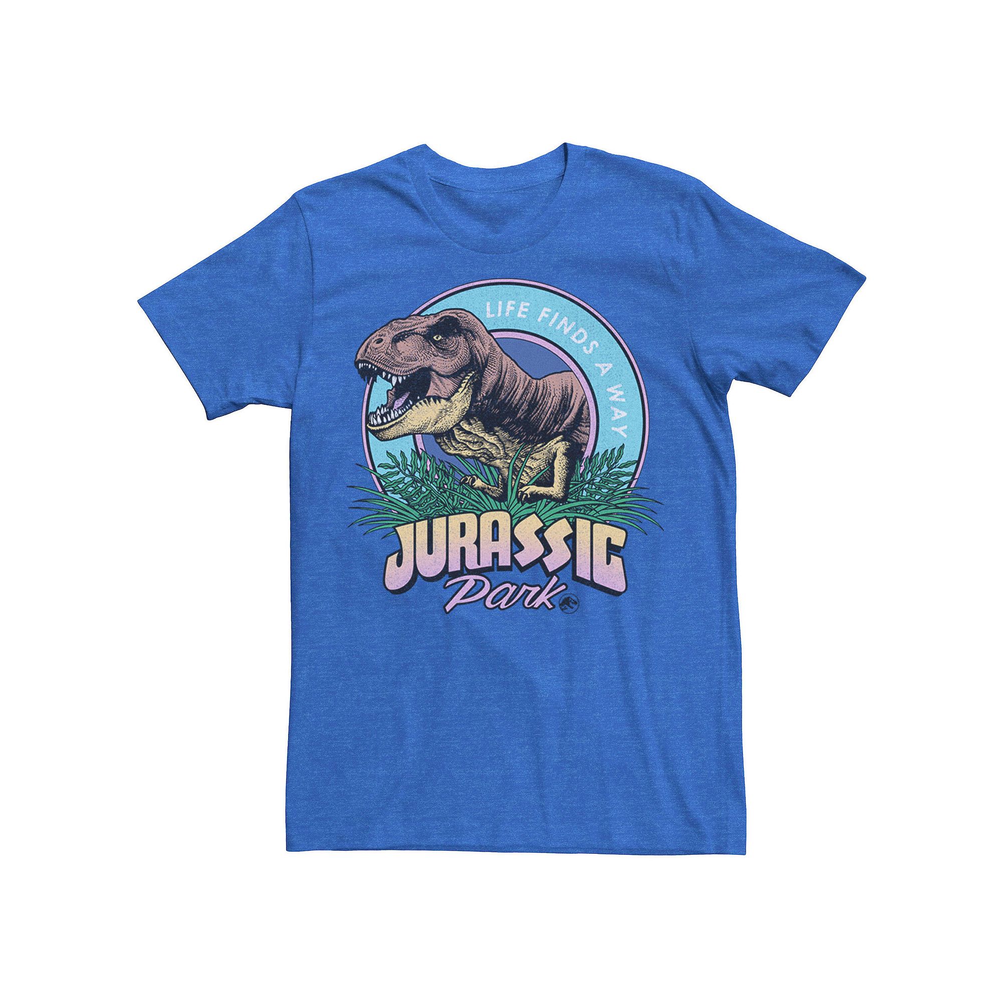 Mens Jurassic Park Life Finds A Way Vibrant Graphic Tee, Size: Small, Roya