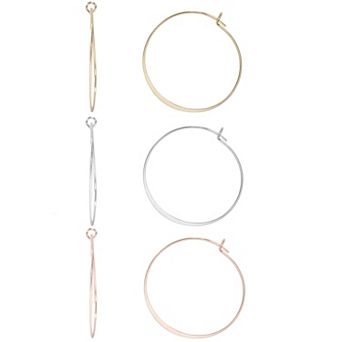 LC Lauren Conrad Multi Tone Hammered Nickel Free Hoop Earring Set